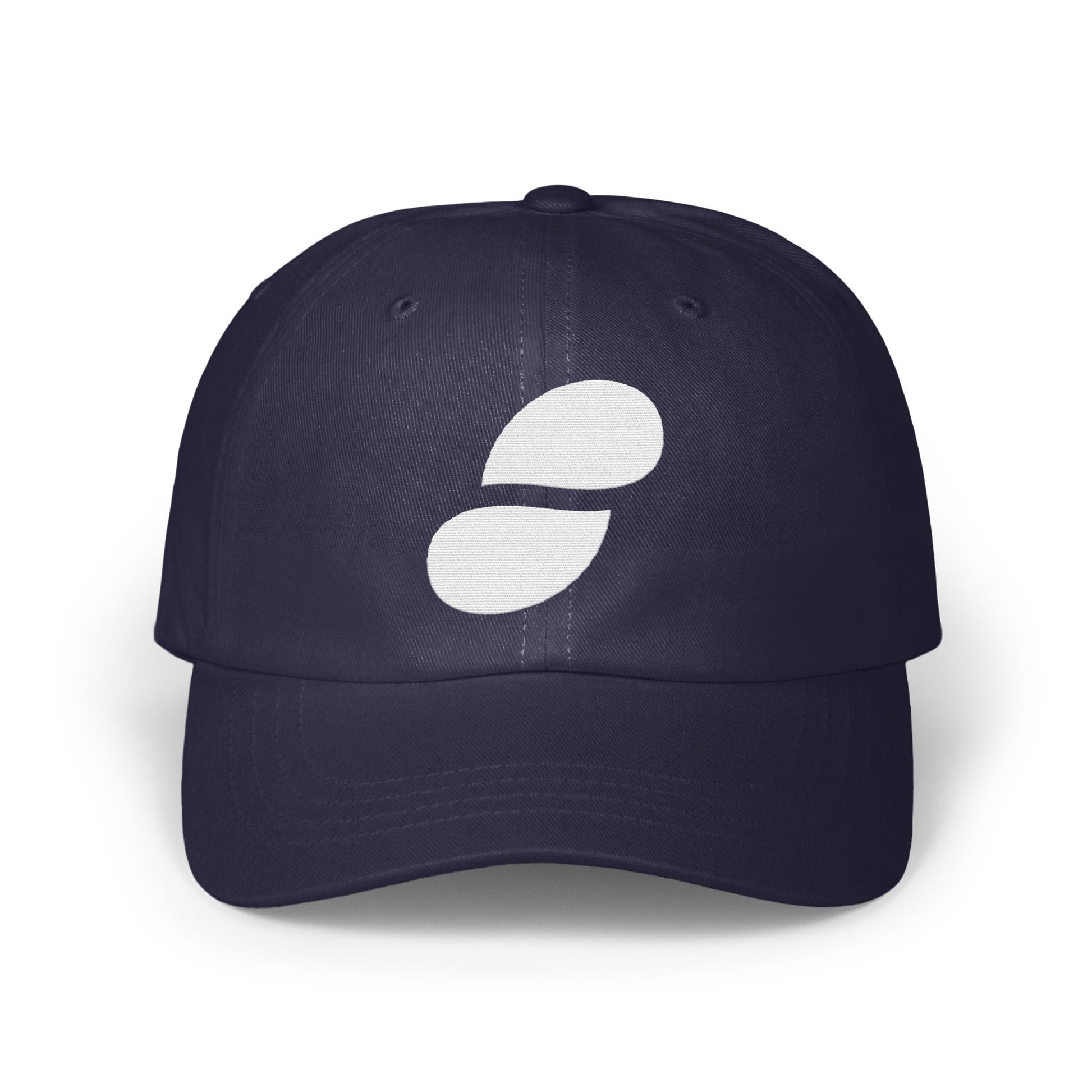 Stylish Navy Blue Cap with Unique Logo Design product type