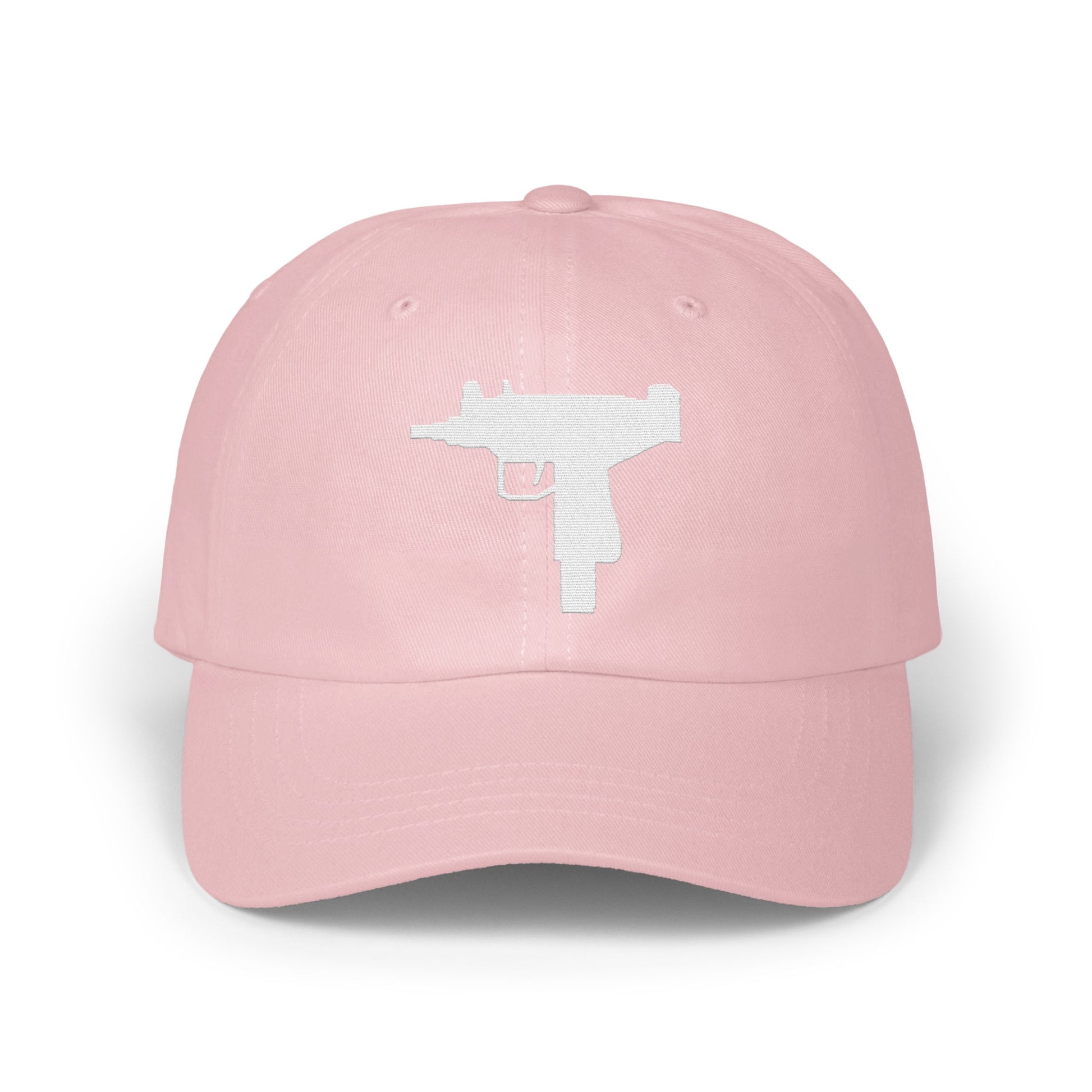 Pink Dad Cap with White Gun Embroidery Hat product type