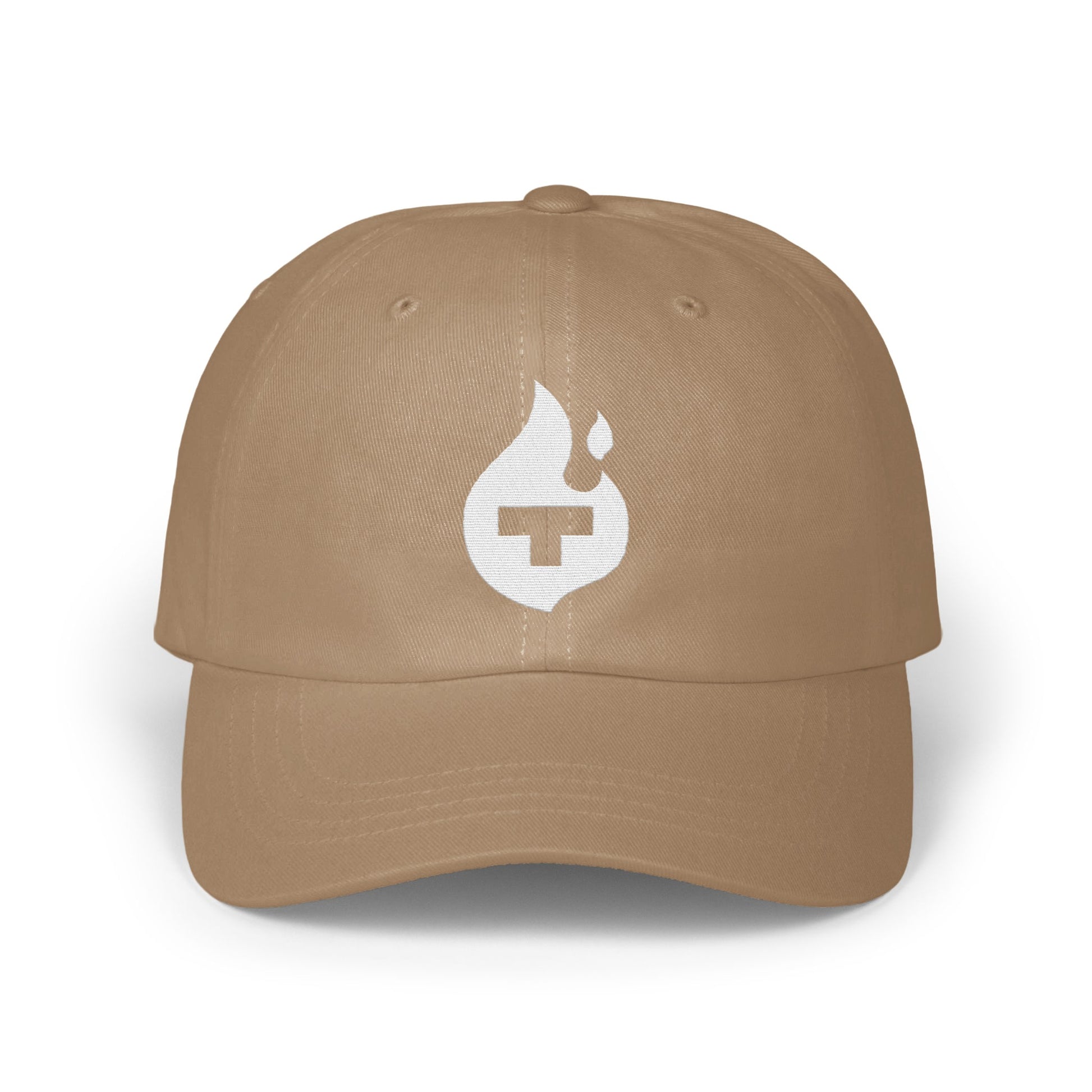 Stylish Tan Baseball Cap with Flame Logo product