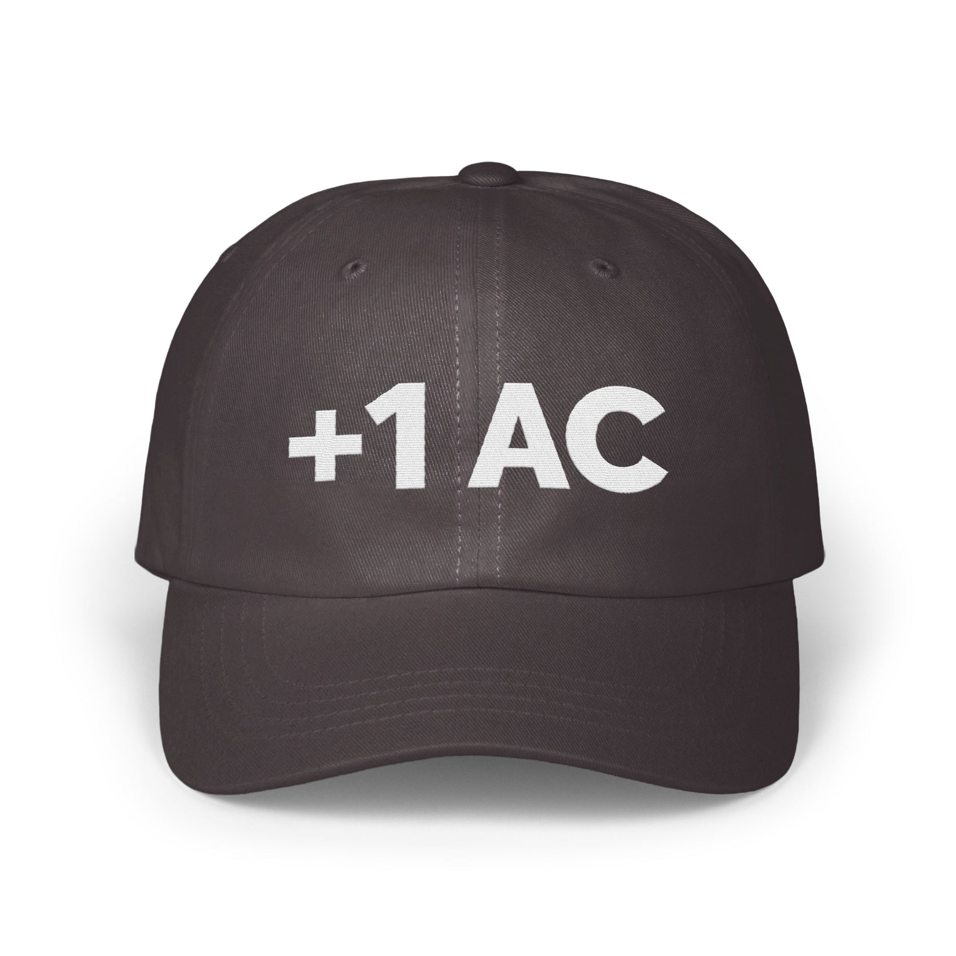 '+1 AC Text Embroidered Dark Gray Cap product type'