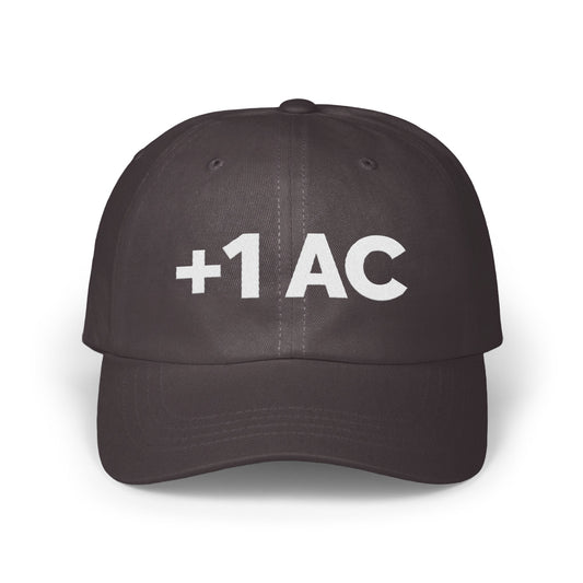 '+1 AC Text Embroidered Dark Gray Cap product type'