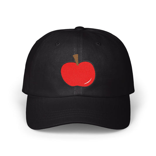 Black Hat with Red Apple Design Baseball Cap Product