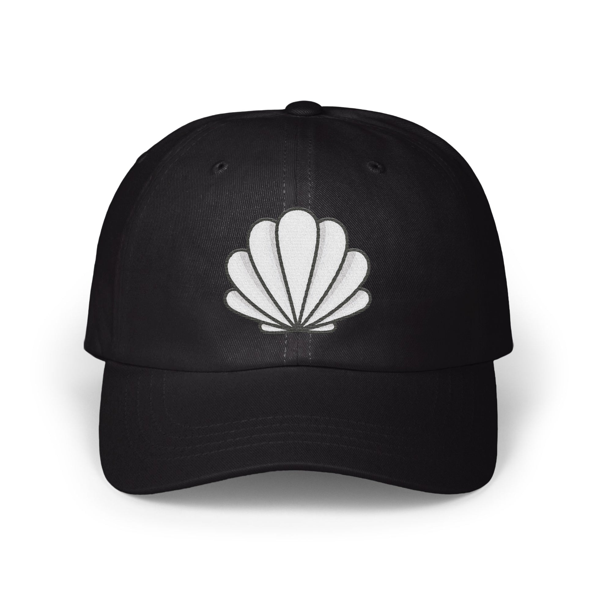 Stylish Black Baseball Cap with Unique Shell Design Hat