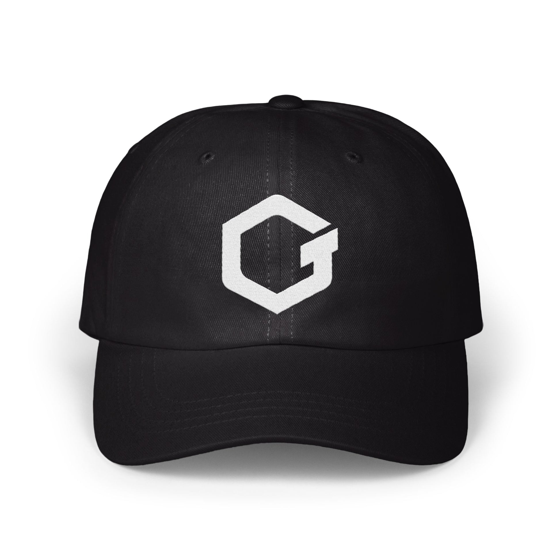 Stylish Black Cap with Bold Logo Design product type