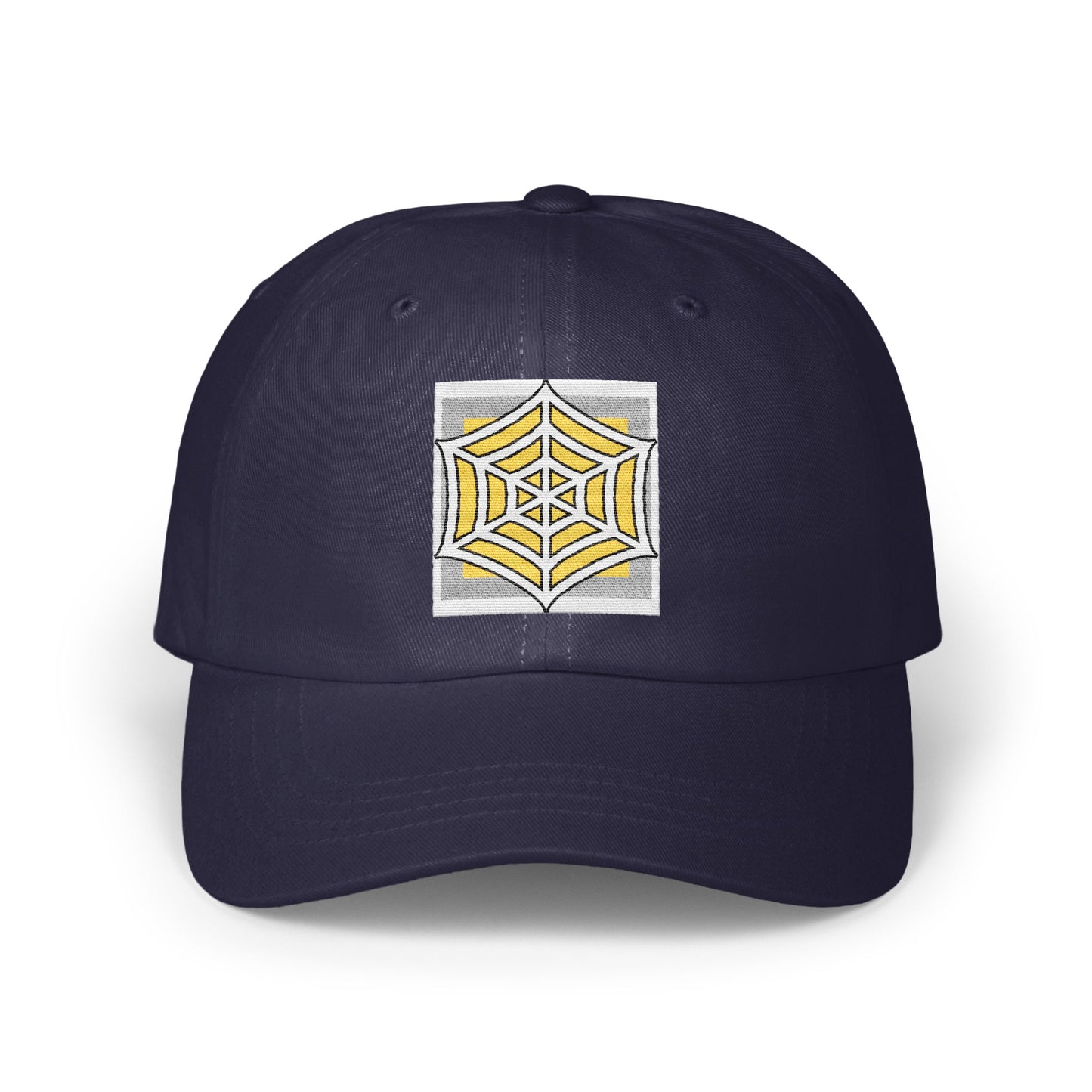 Stylish Baseball Cap with Unique Yellow Web Design product type