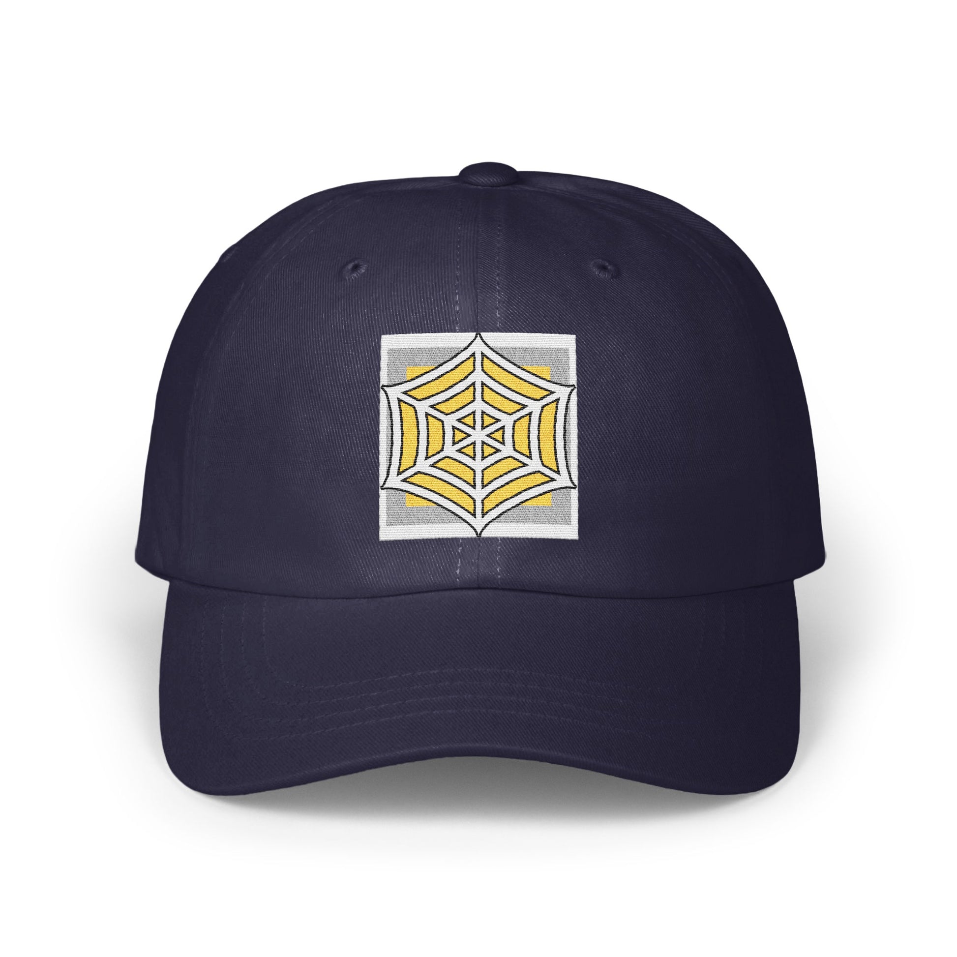Stylish Baseball Cap with Unique Yellow Web Design product type