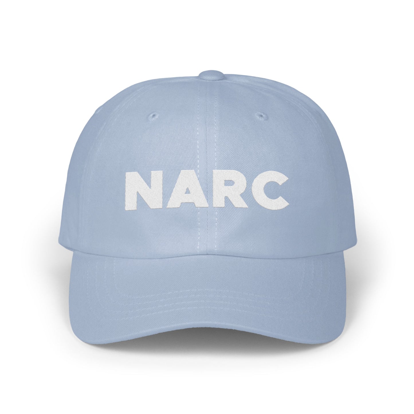 Light Blue NARC Text on Front Embroidered Cap product