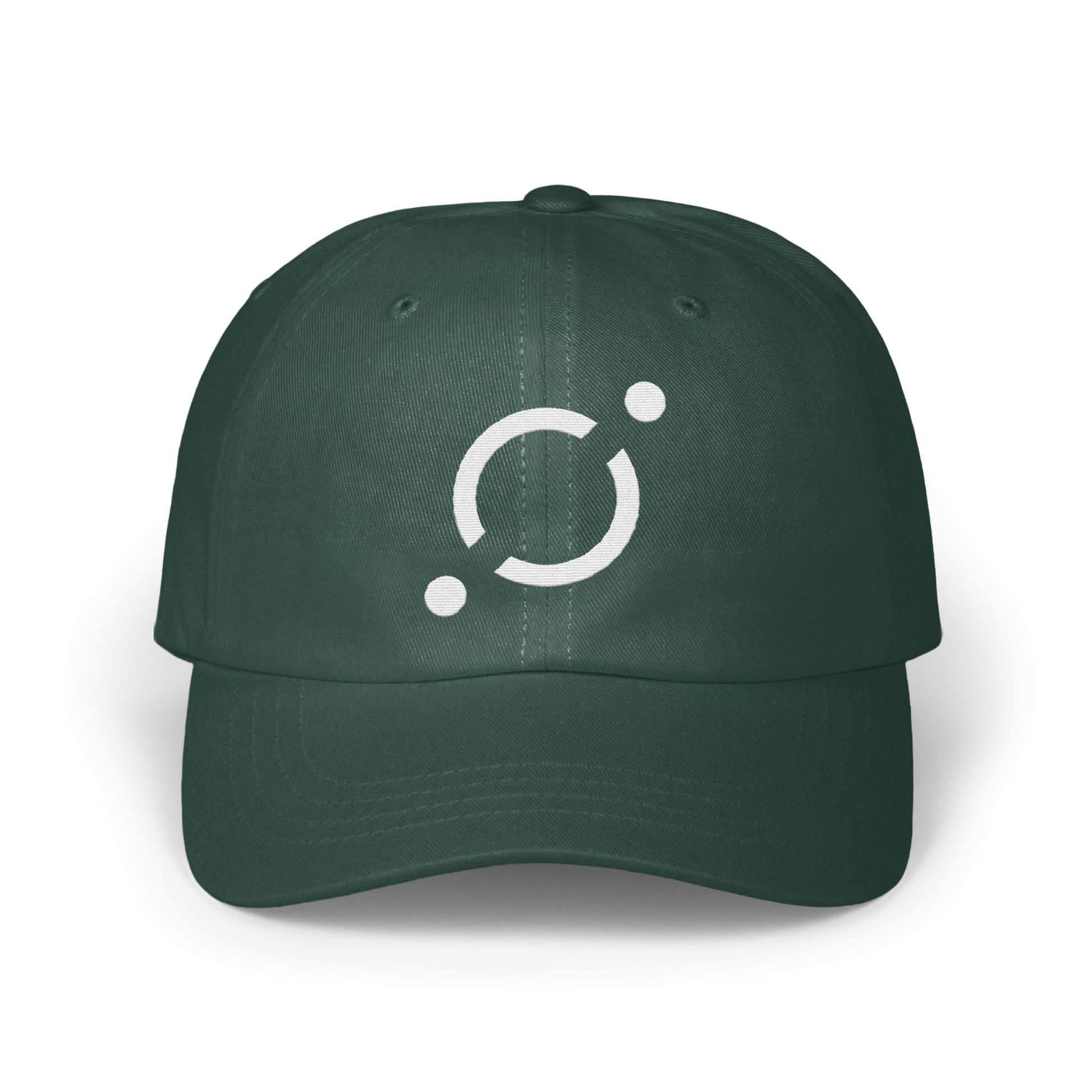 Dark Green Hat with Minimalist Logo Design hat product