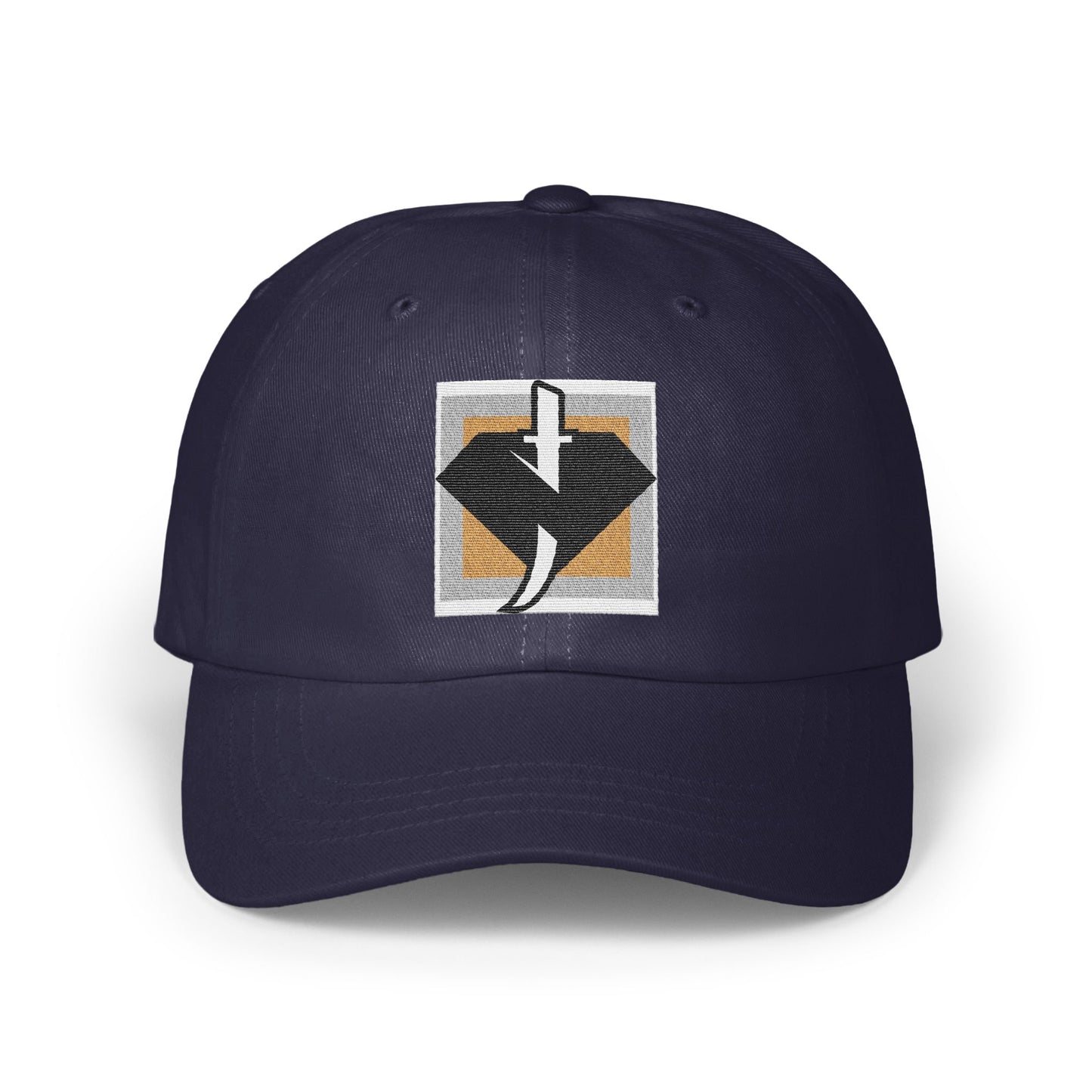 Stylish Navy Blue Hat with Unique Logo product type