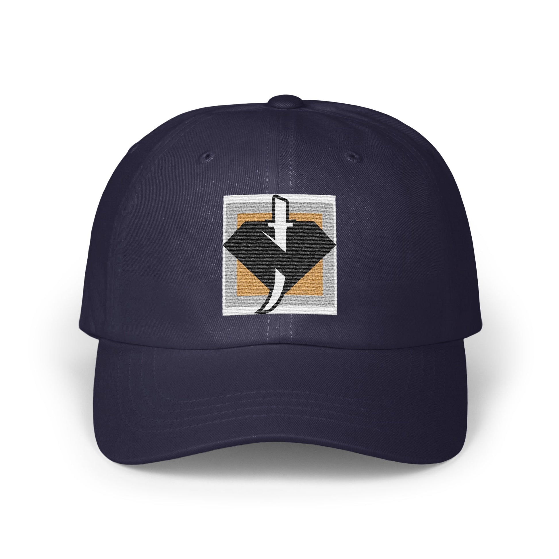 Stylish Navy Blue Hat with Unique Logo product type