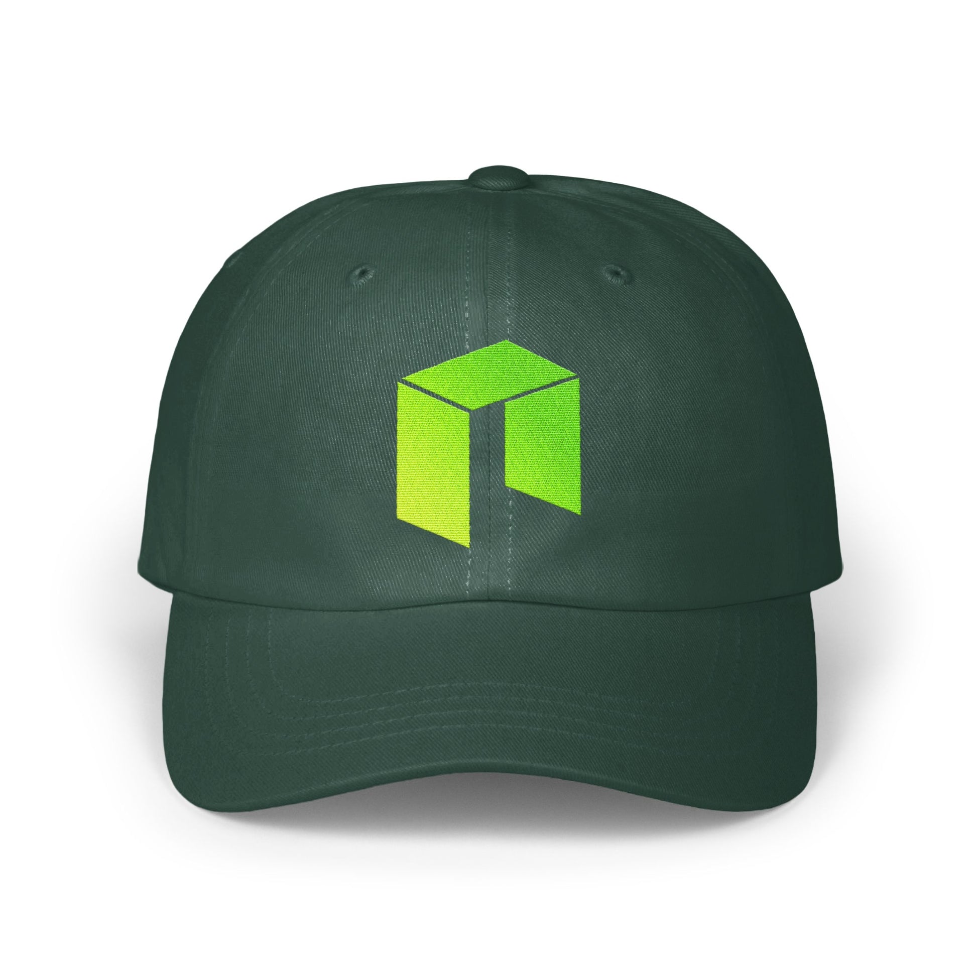 Classic Green Cap with Neon Hexagon Design Hat product