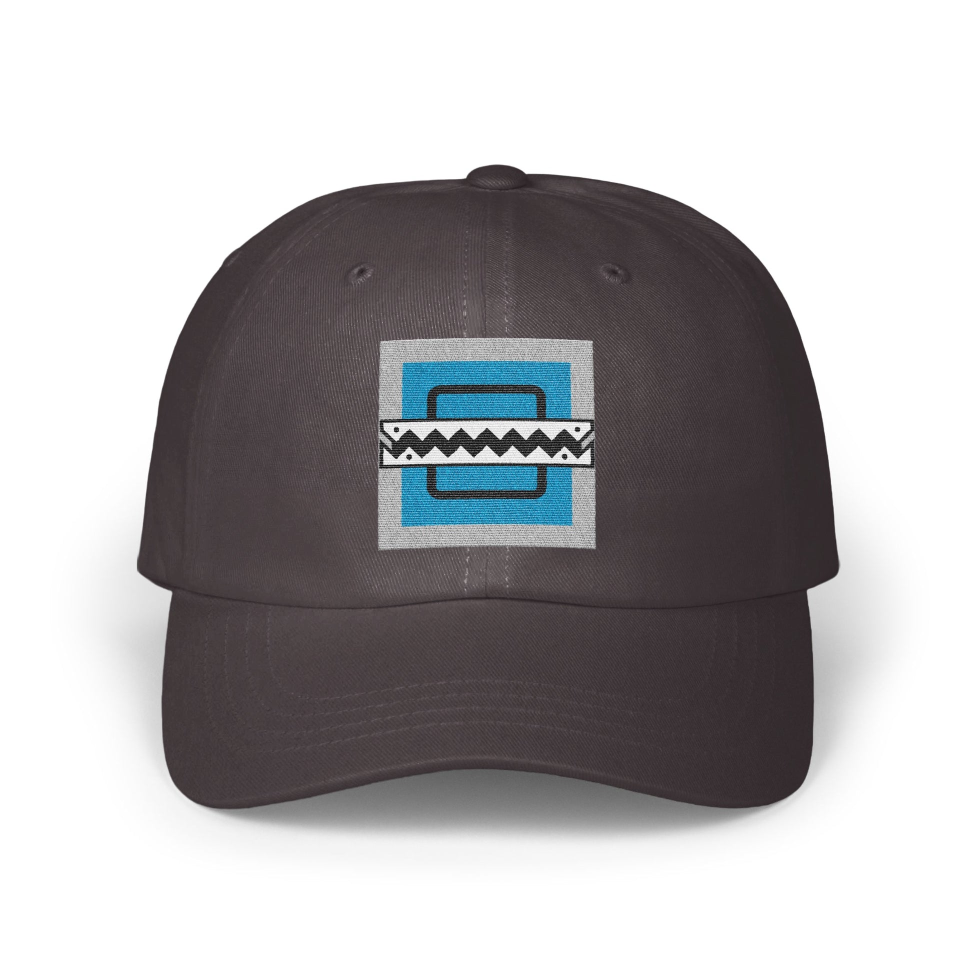 Stylish geometric pattern design on black hat product