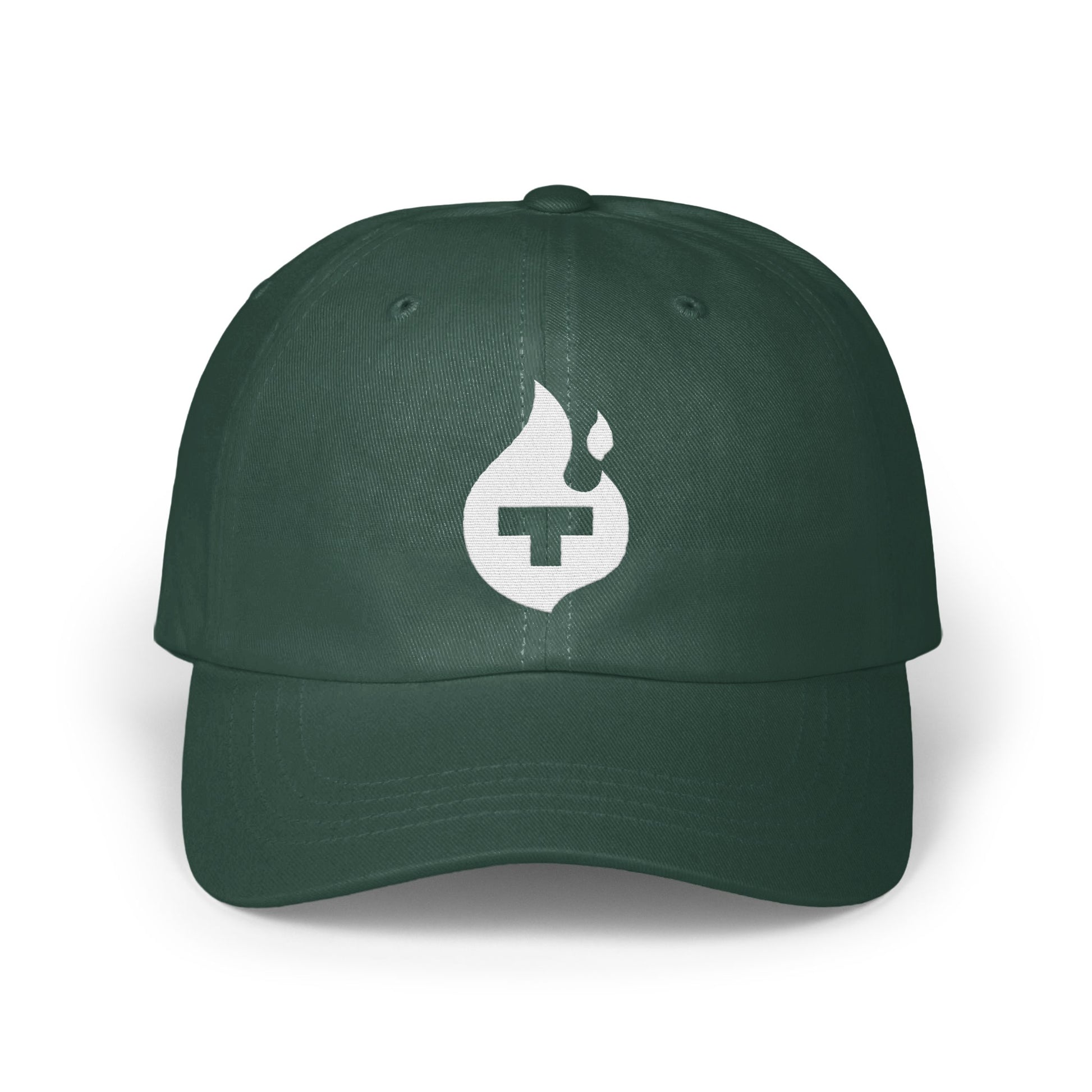 Stylish Green Cap Featuring Unique Flame Logo product type