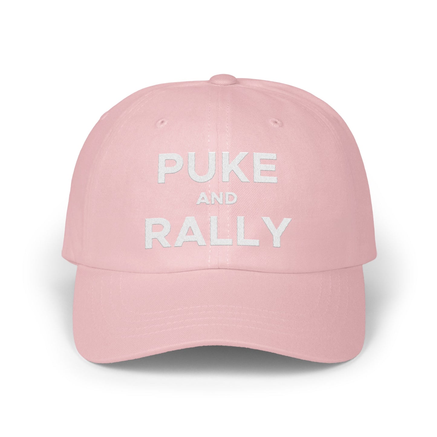 Puke And Rally Embroidered Pink Baseball Hat product
