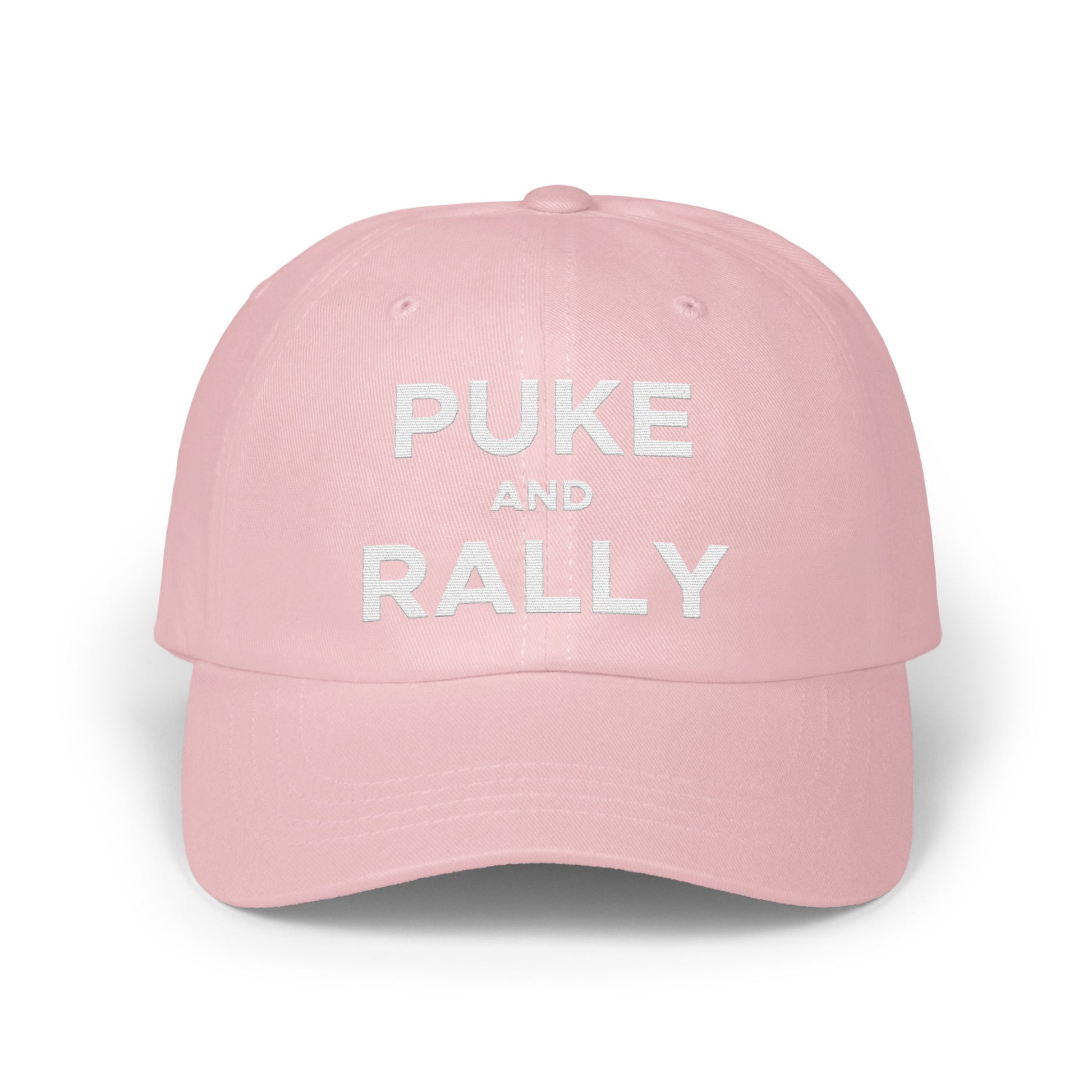Puke And Rally Embroidered Pink Baseball Hat product