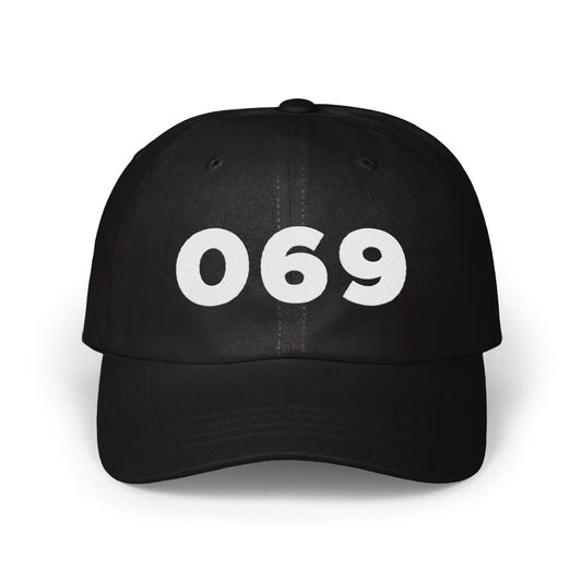 Black Cap with 069 Number Printed on Front product