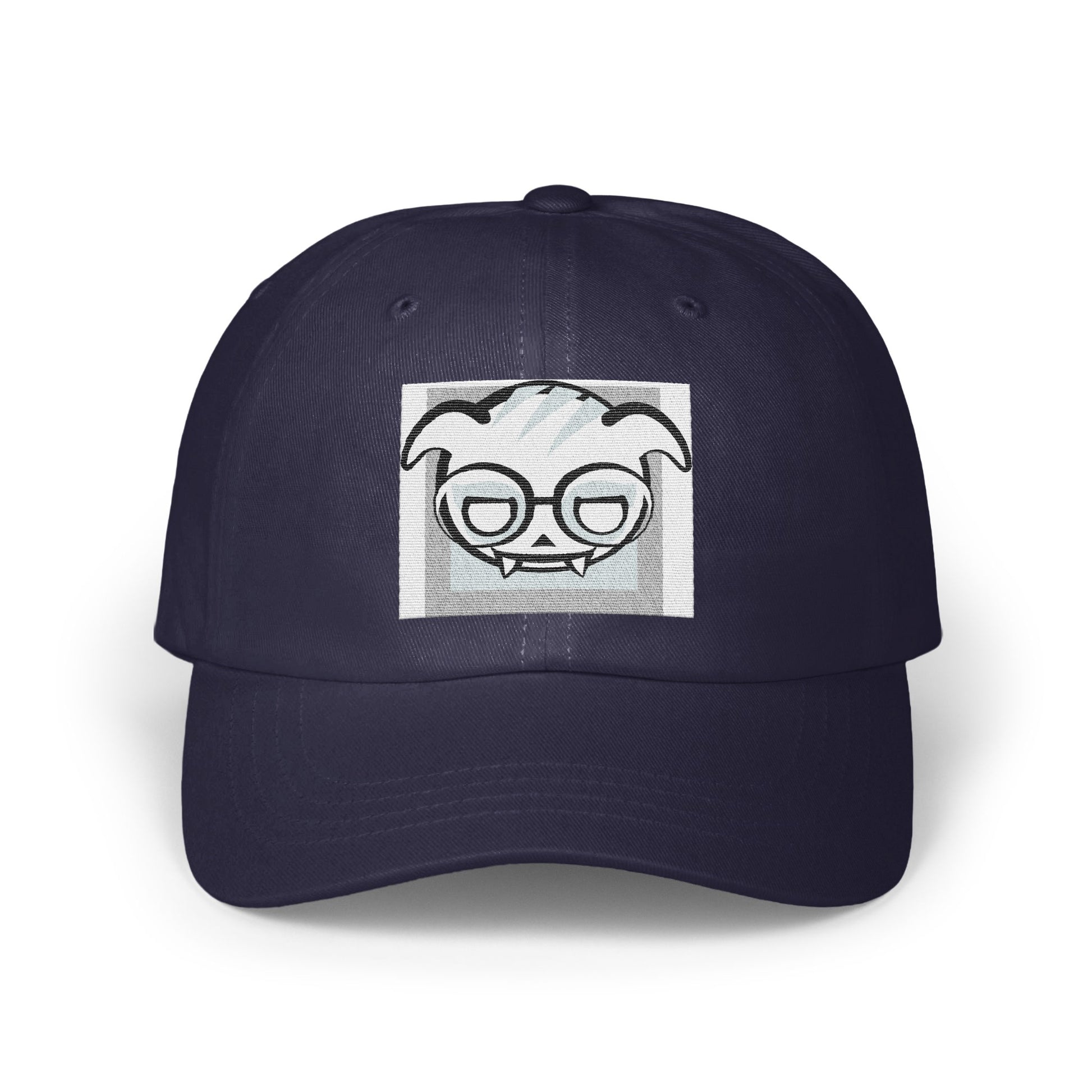 Unique Vampire Cartoon Design on Navy Blue Hat product type
