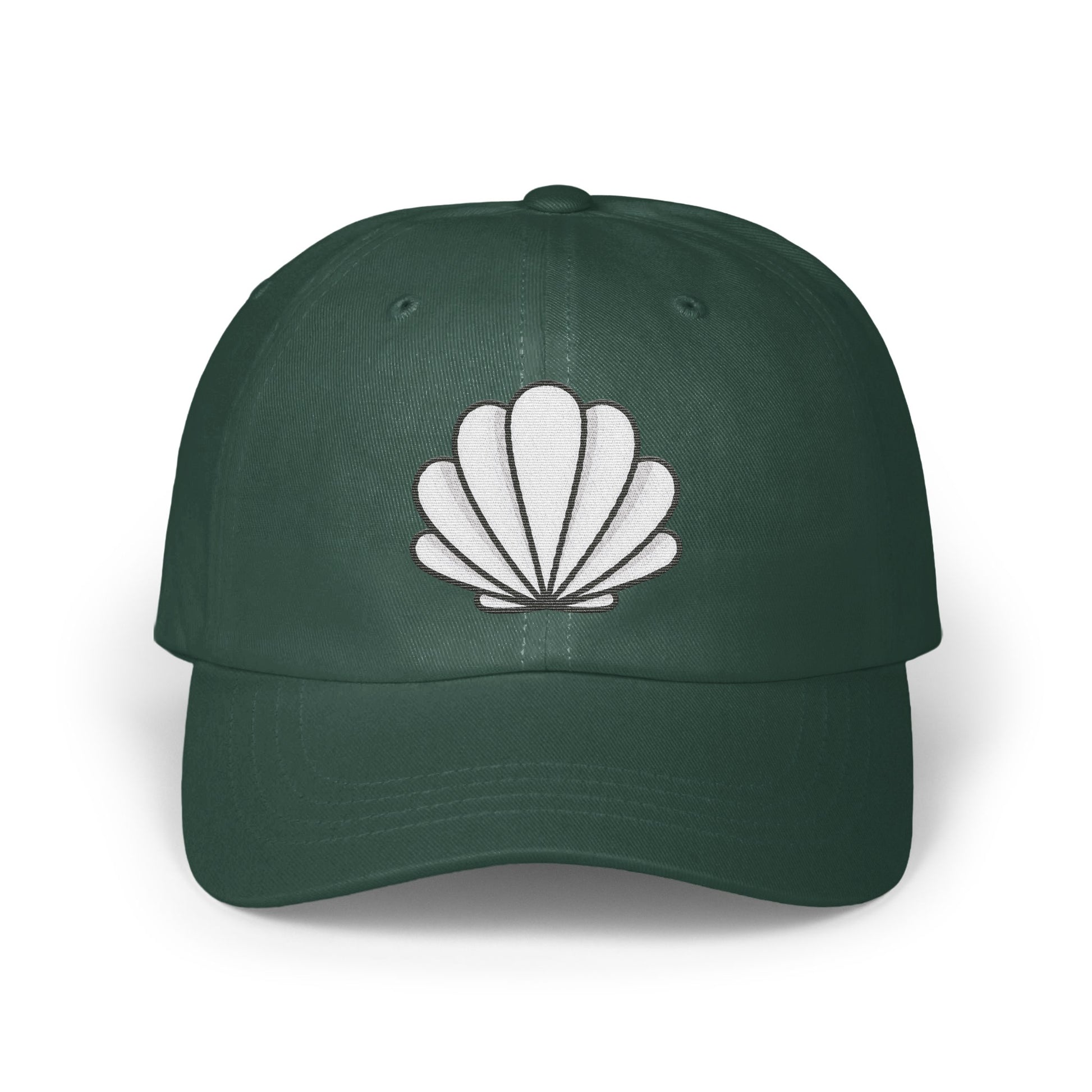 Stylish green baseball cap with elegant seashell product