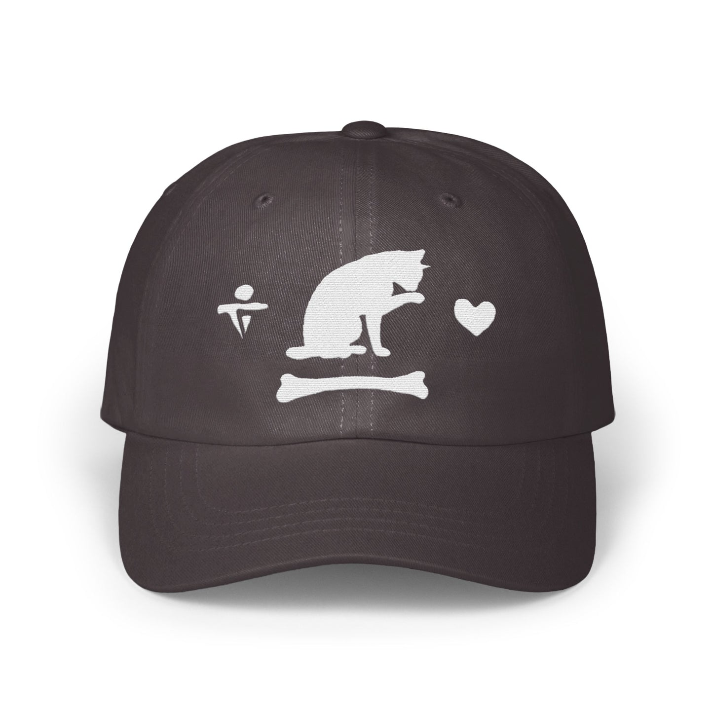Stylish Black Hat with Unique Cat and Bone Graphic product