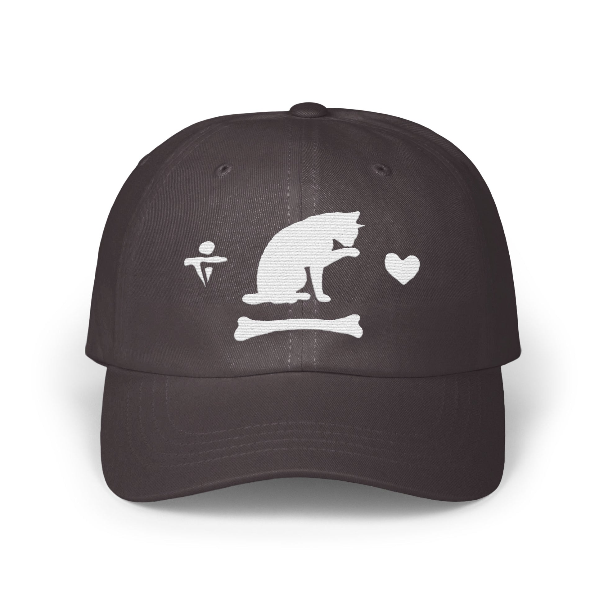Stylish Black Hat with Unique Cat and Bone Graphic product
