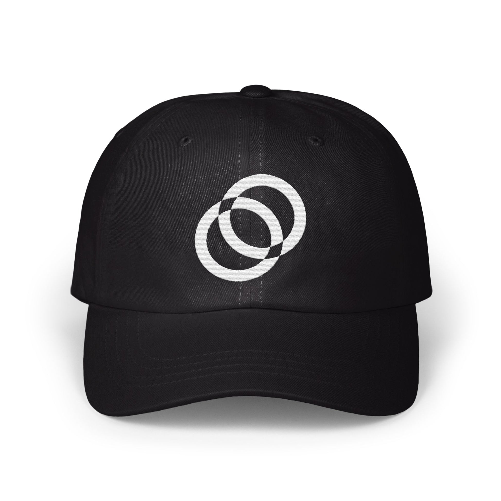 Stylish Black Baseball Cap with Modern Linked Circles product