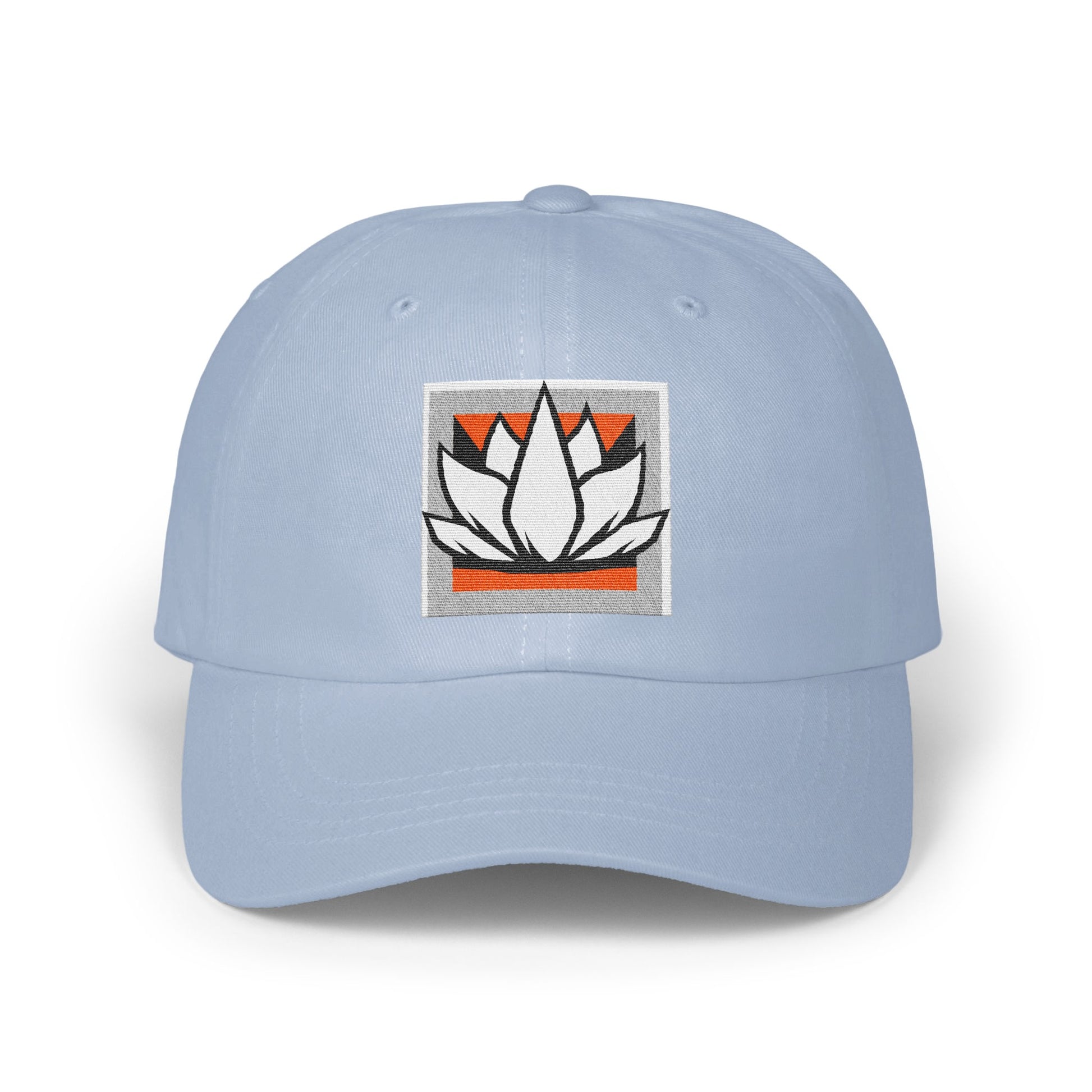 Embroidered White Lotus Flower Light Blue Cap product