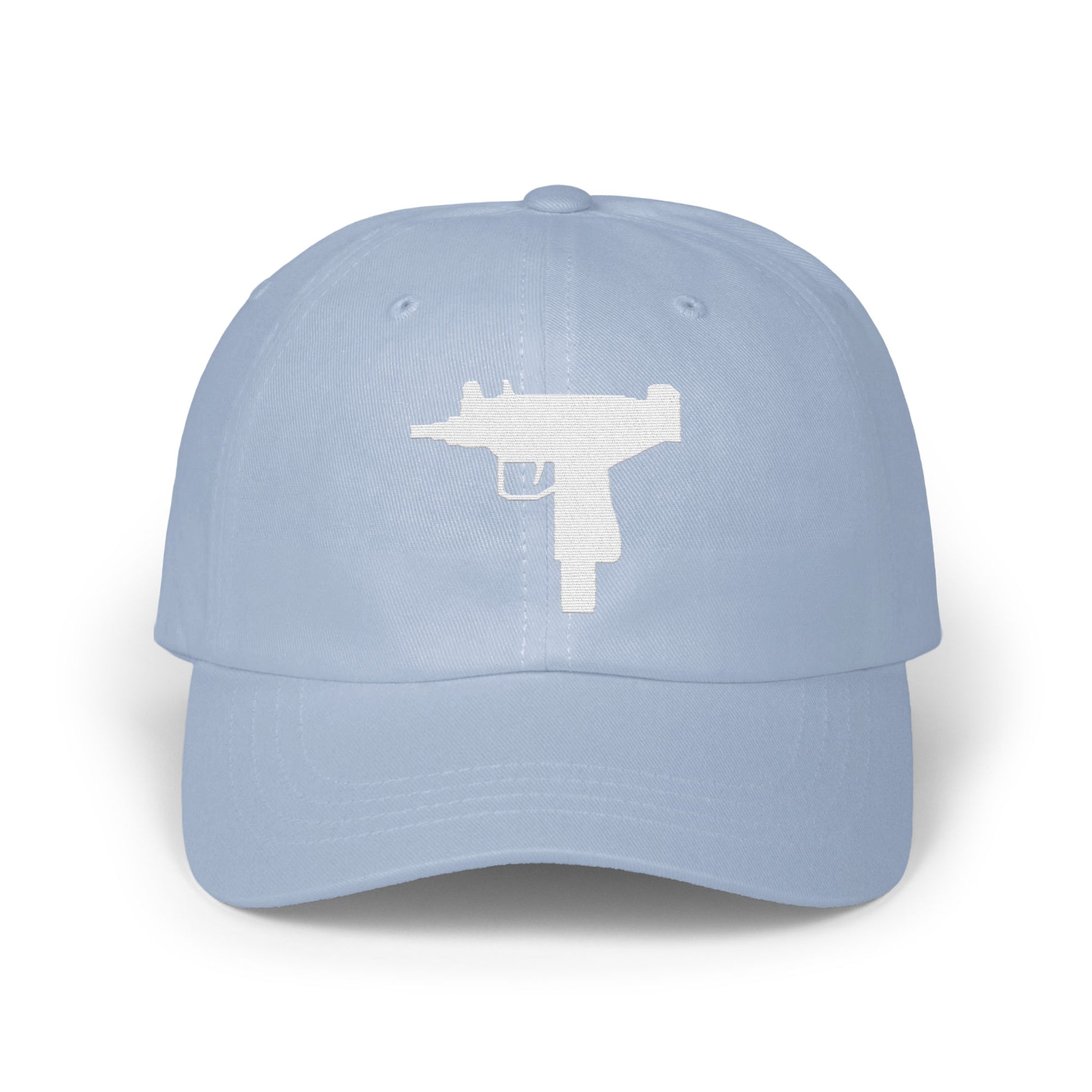 Light Blue Baseball Cap with Unique Gun Print product type