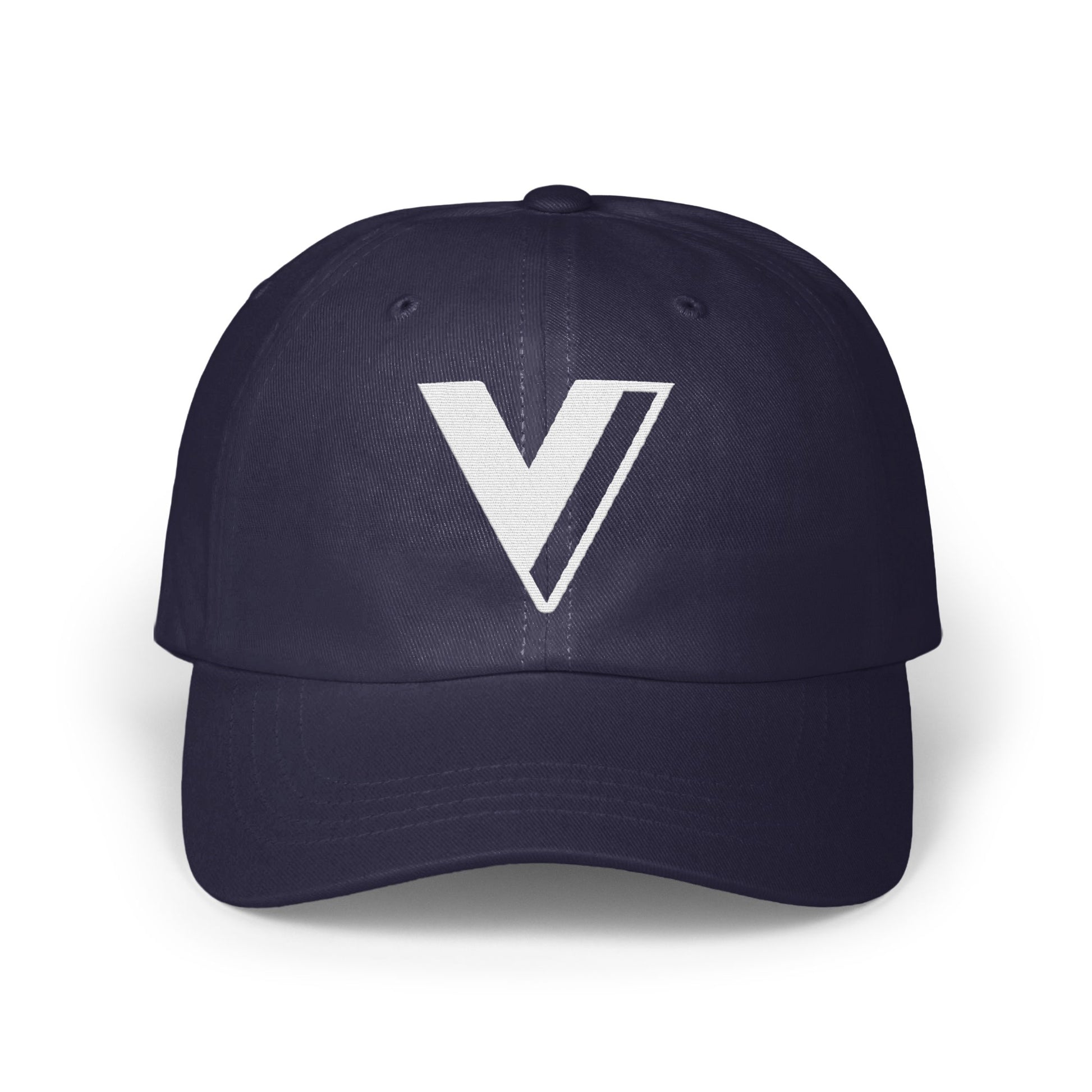 Stylish Dark Blue Baseball Cap with V Logo product type