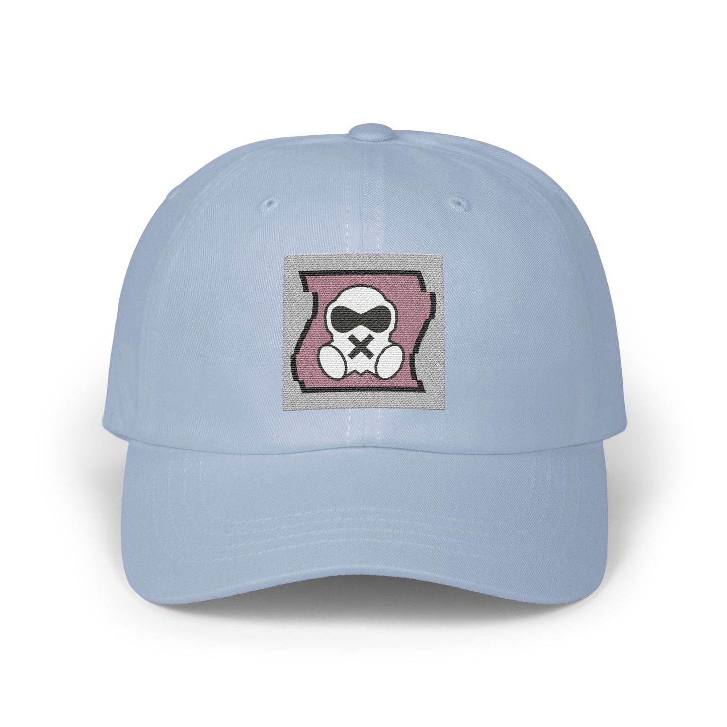 Unique Embroidered Skull Design Light Blue Hat product