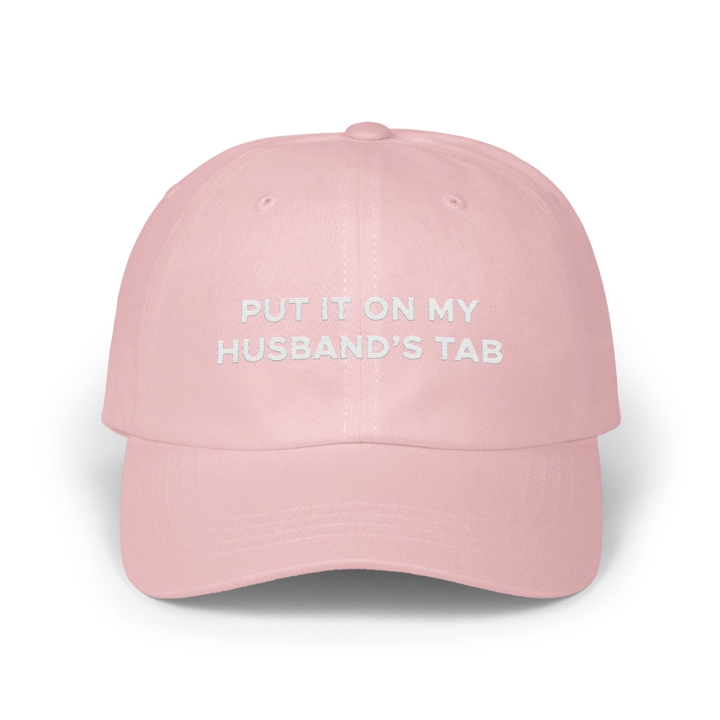 Put It On My Husband's Tab Pink Embroidered Hat product
