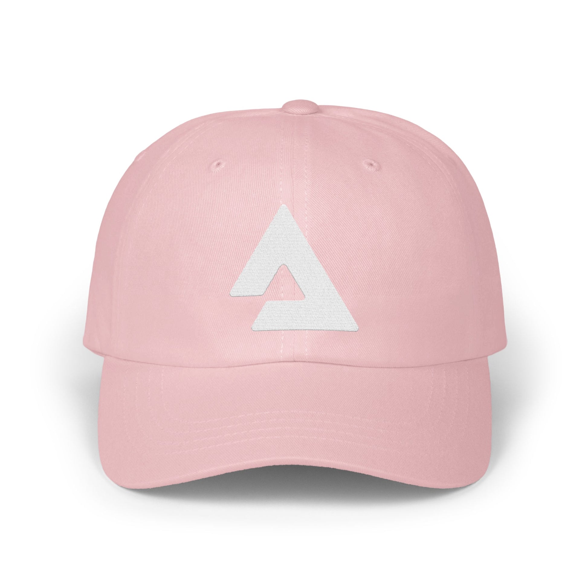 Trendy pink baseball cap with triangle logo design product
