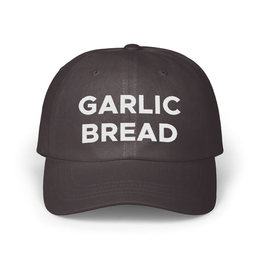 Garlic Bread Text on Black Baseball Cap product type