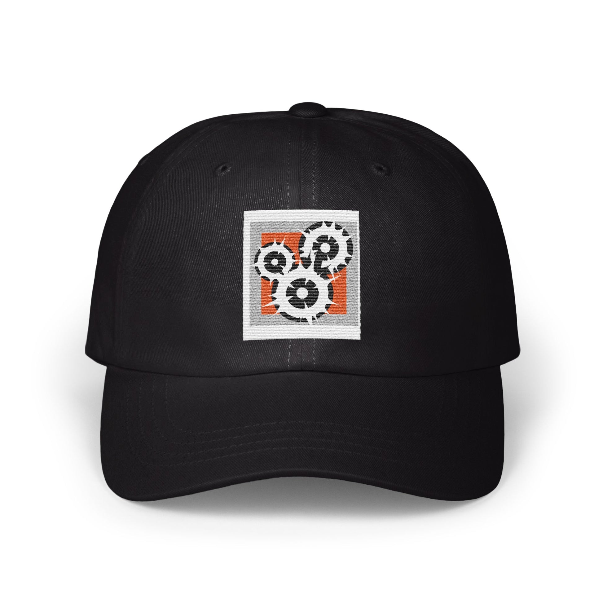 Black Hat with Unique Gear Design embroidered product