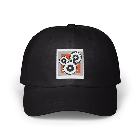 Black Hat with Unique Gear Design embroidered product