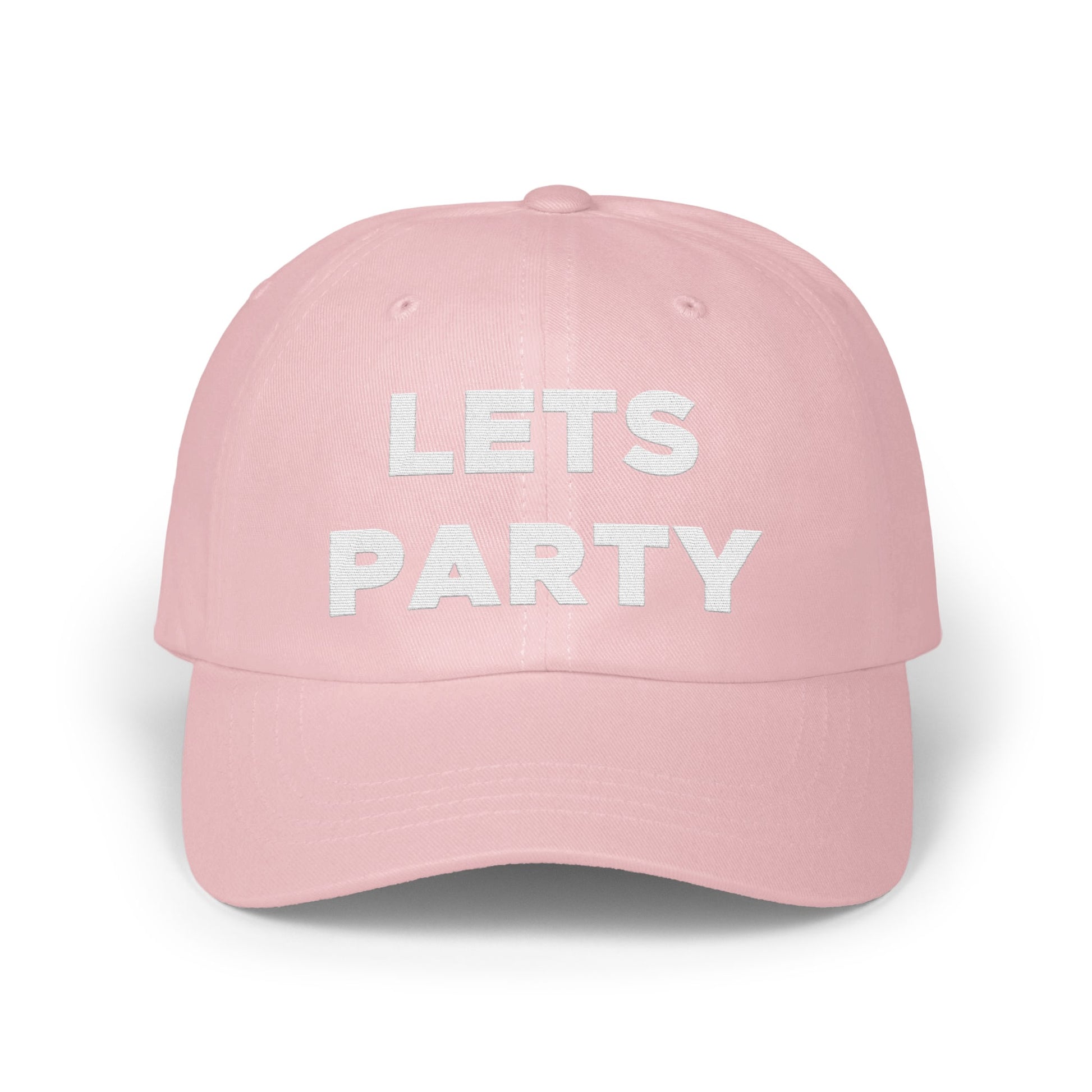 LETS PARTY Quote Embroidered Pink Baseball Cap product