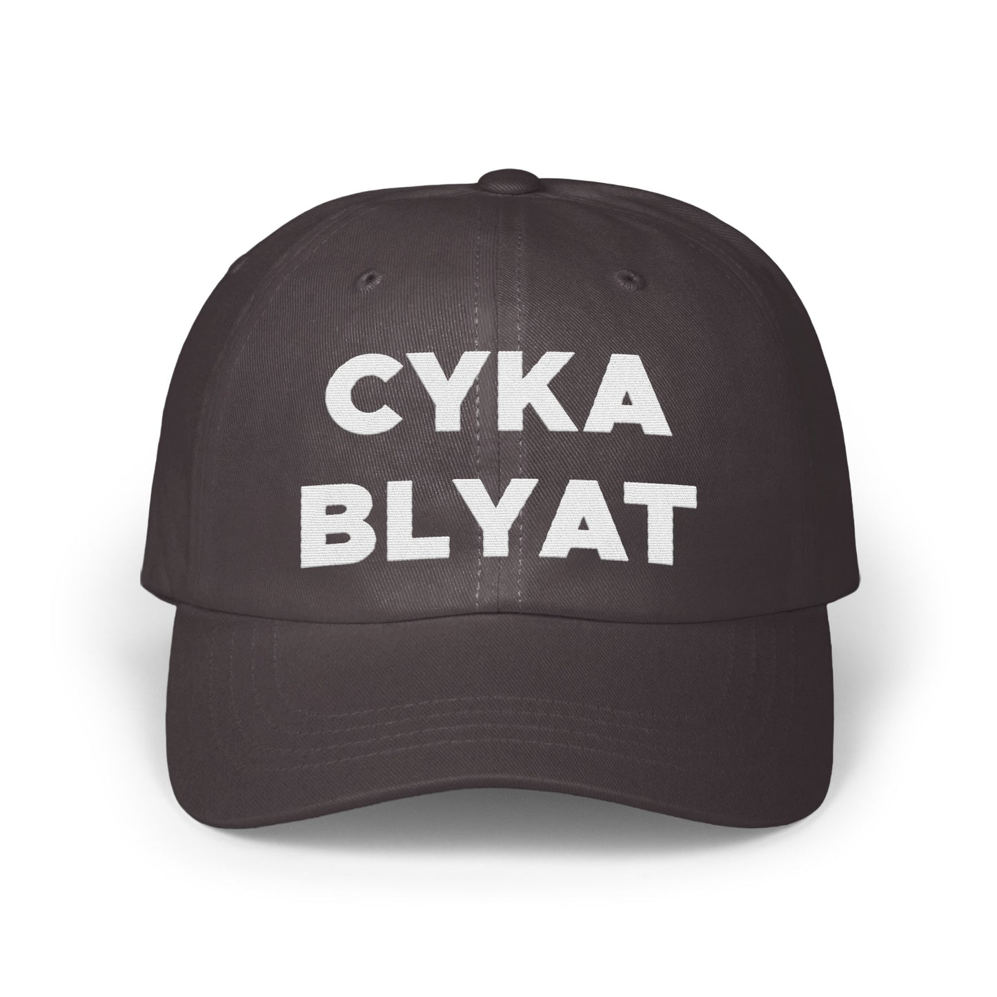 Bold Black CYKA BLYAT Text Embroidered Cap product type