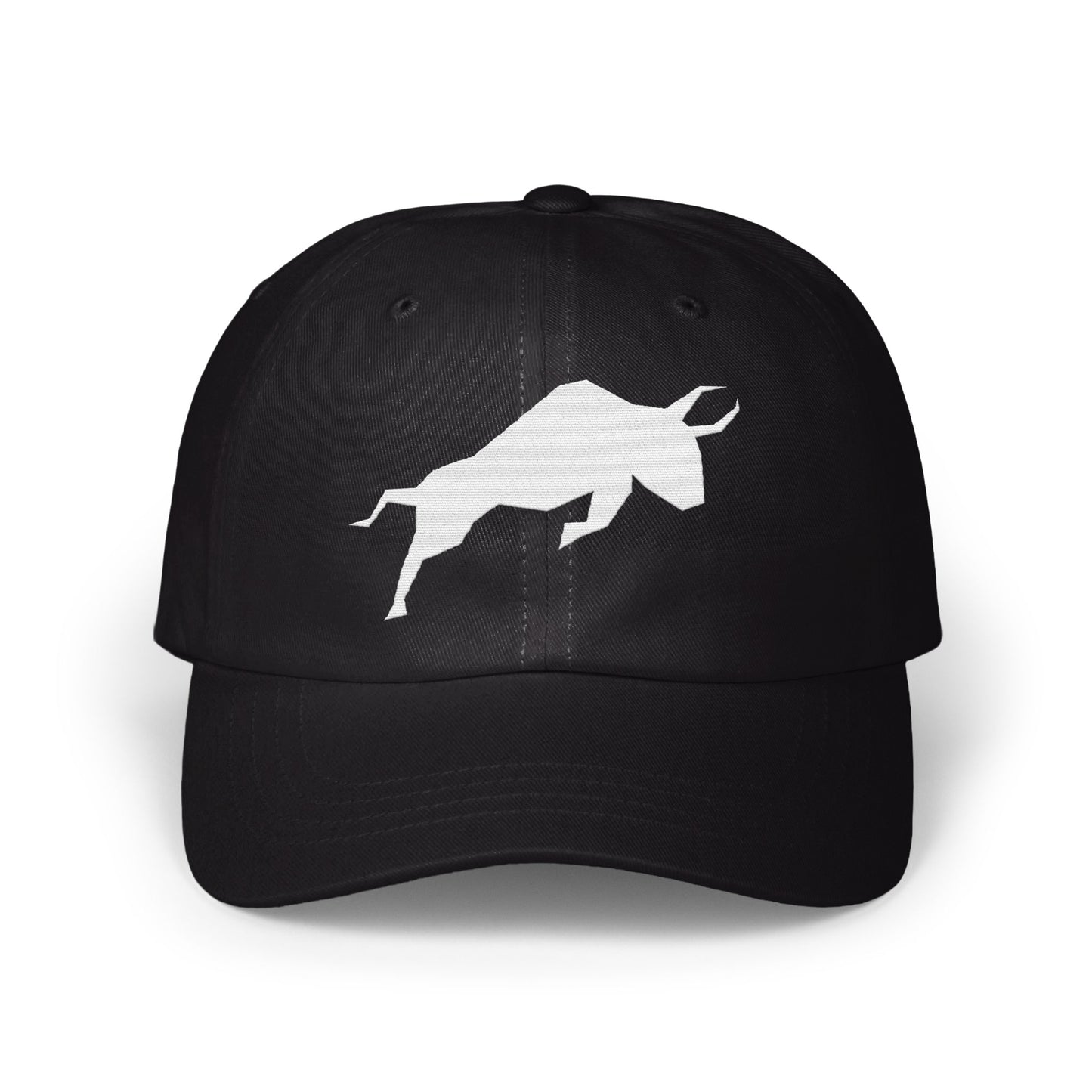 Stylish Black Baseball Cap with Bull Design product