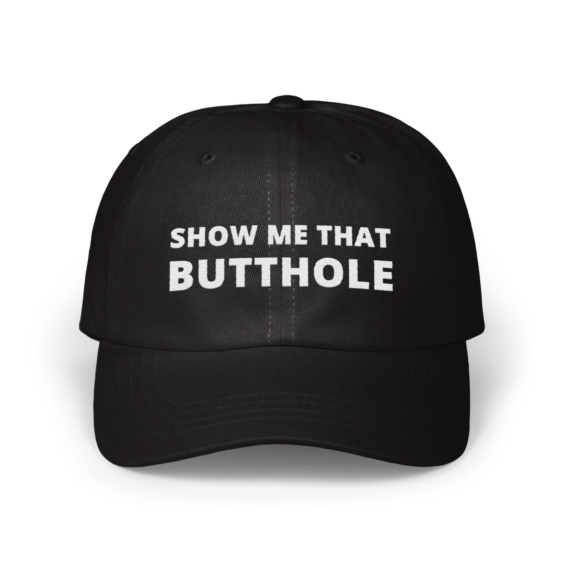 Show Me That Butthole Black Adjustable Hat product