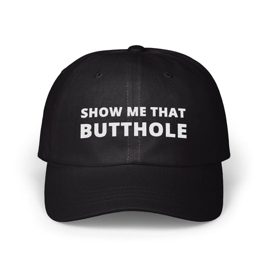 Show Me That Butthole Black Adjustable Hat product