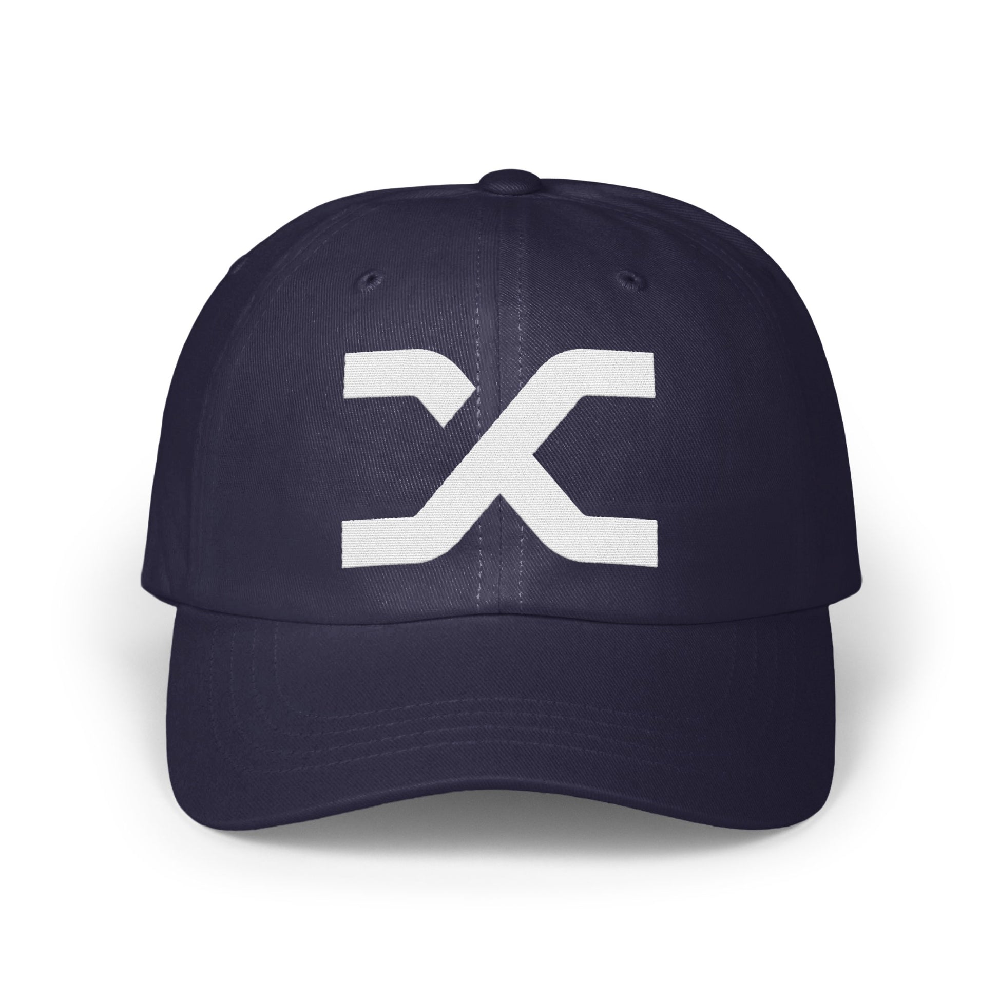 Stylish Navy Blue Hat with Unique Logo Design product type