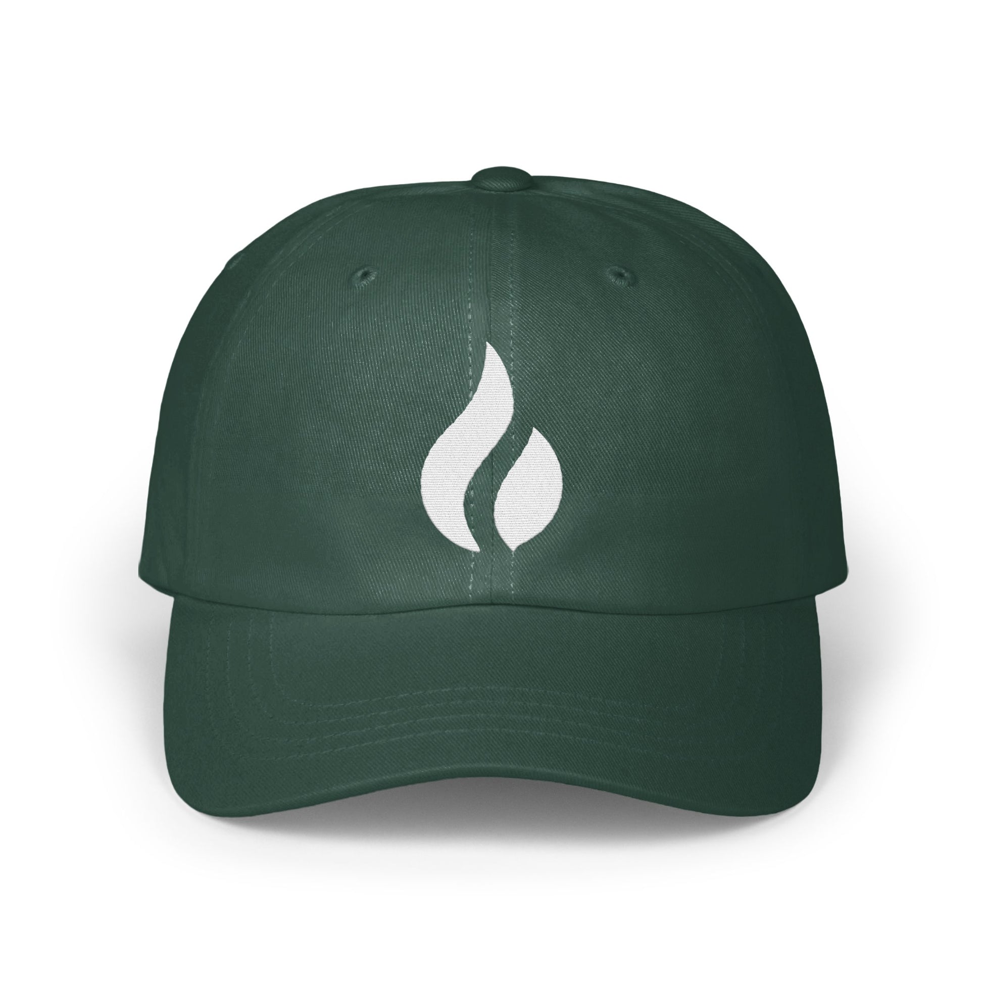 Green Hat with White Flame Logo Design Hat product type