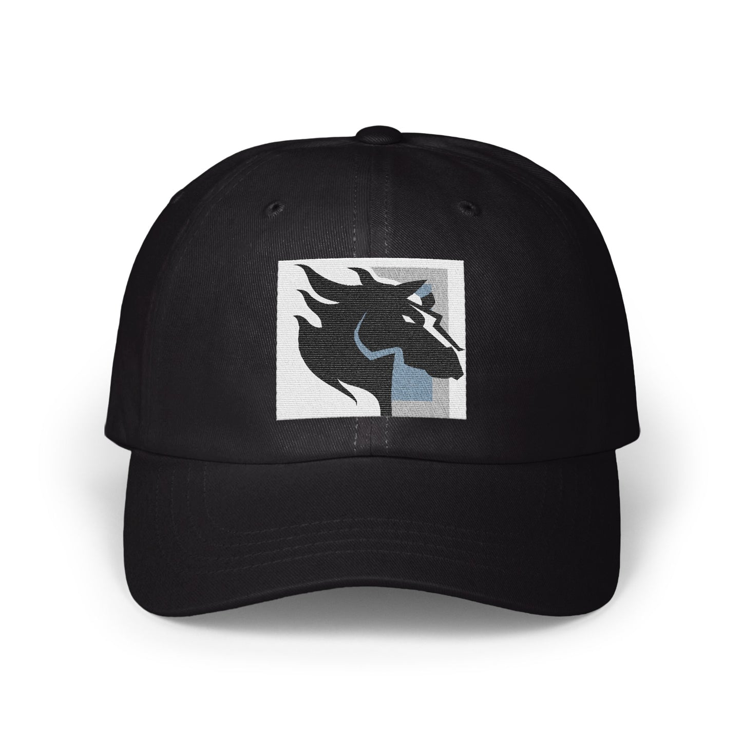 Stylish Black Hat with Unique Horse Design Hat