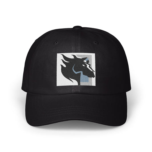 Stylish Black Hat with Unique Horse Design Hat