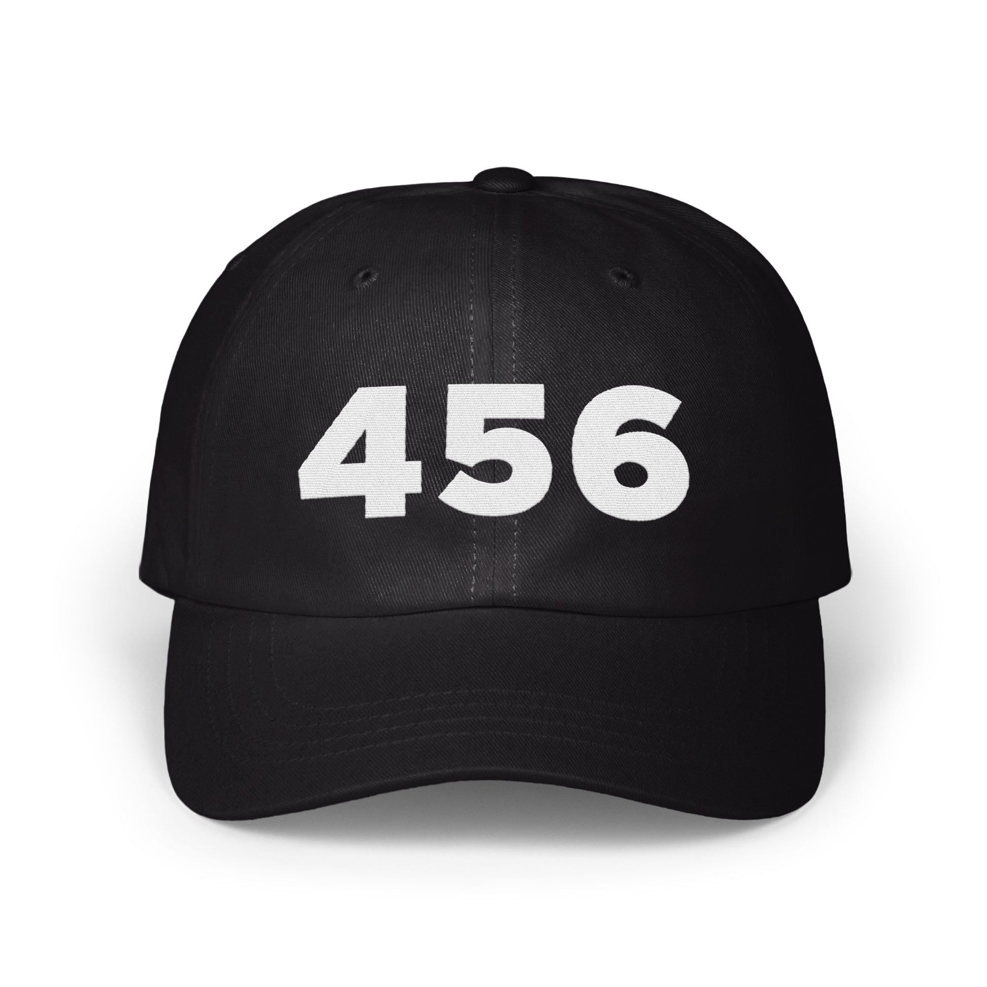 Casual Black Hat Featuring 456 Design athletic product