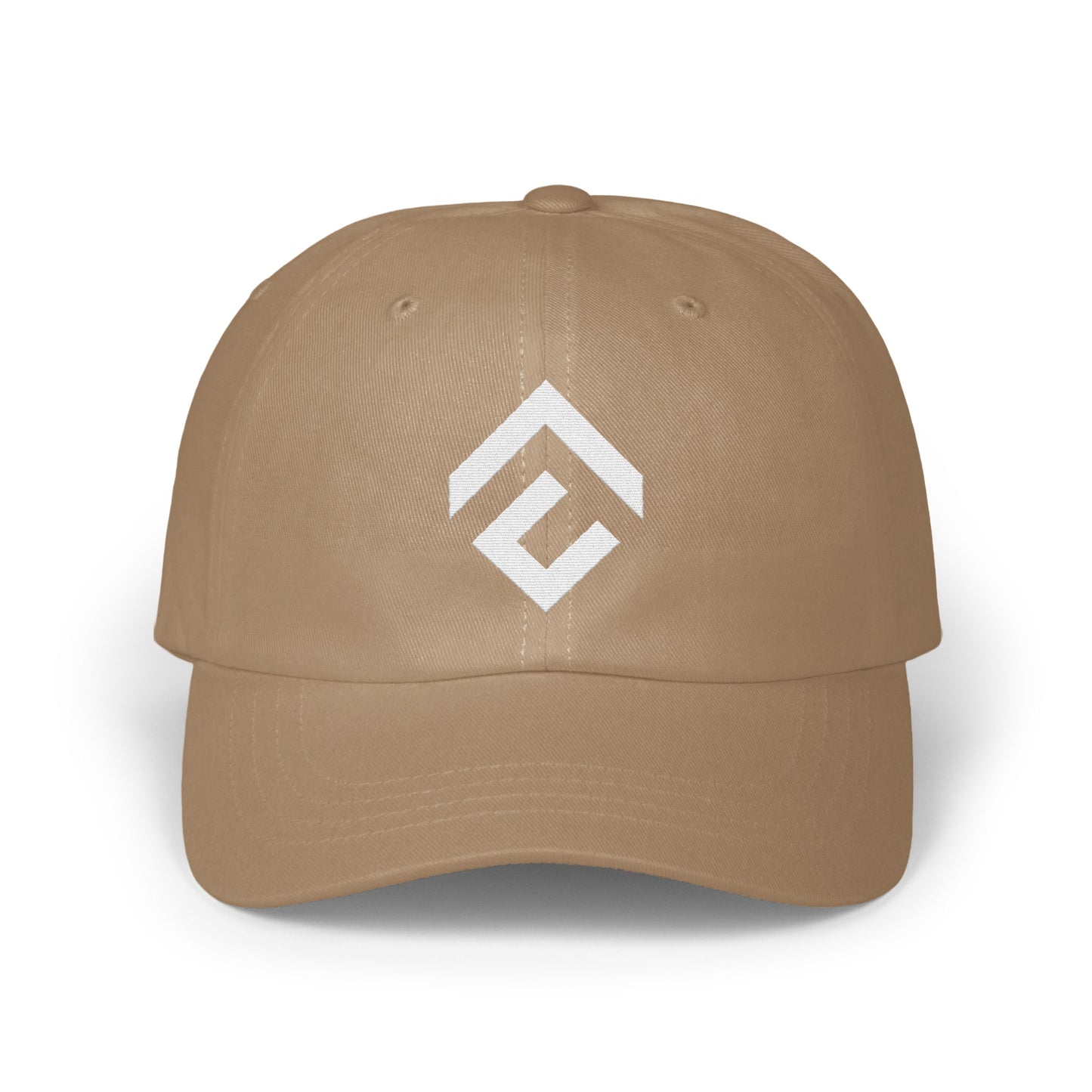 Stylish Khaki Baseball Cap With White Logo Hat product
