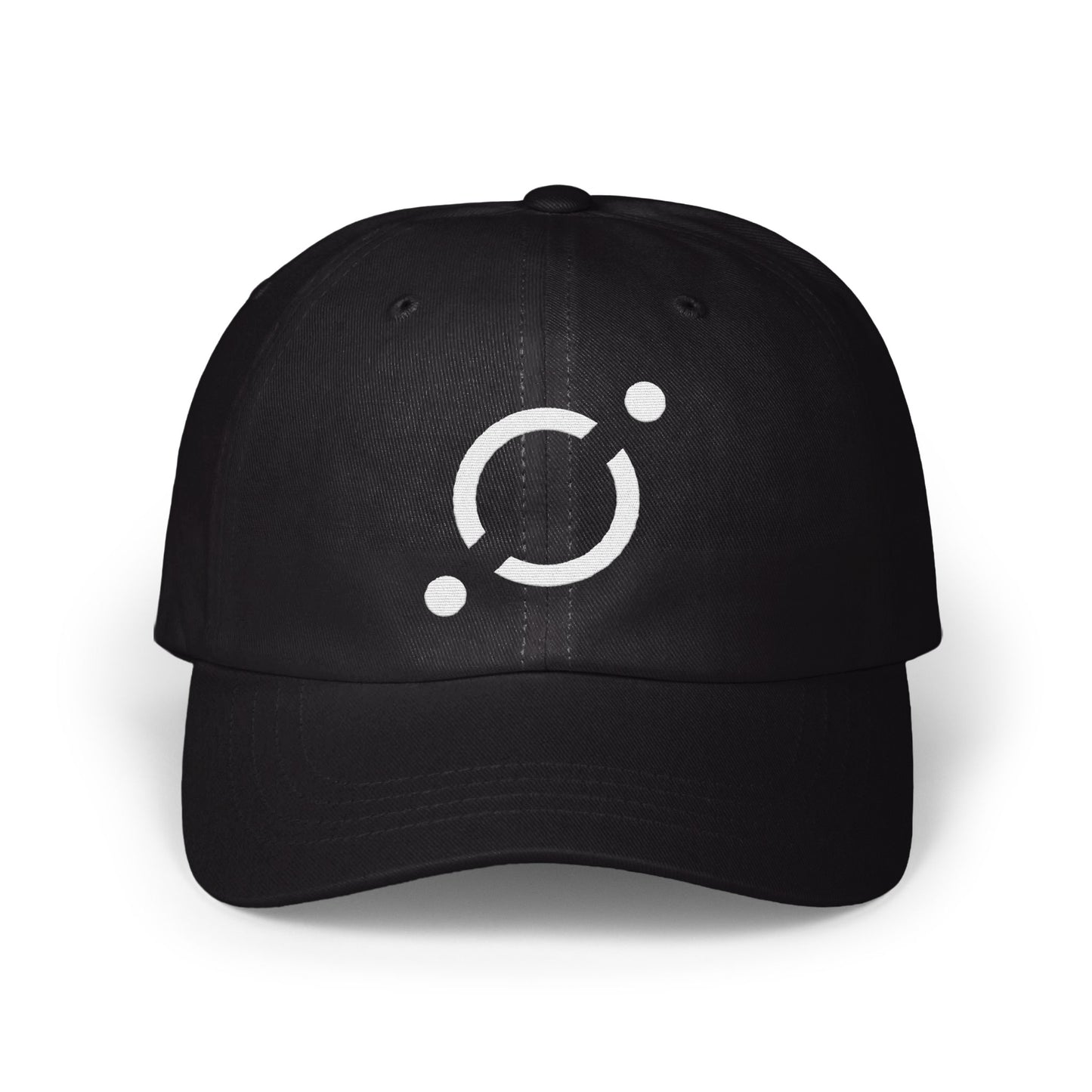 Sleek Black Sports Cap With Unique Circular Hat Product